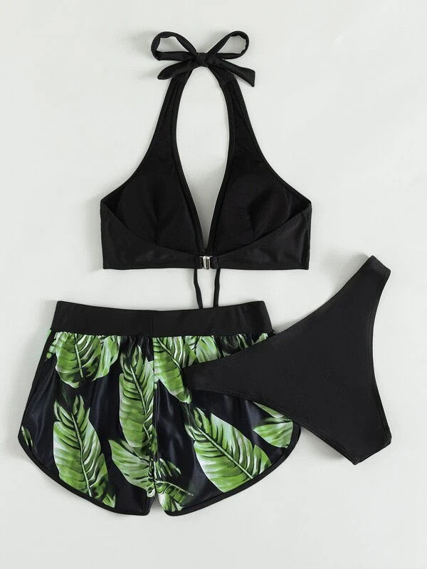 Set Bikini + pantaloncini con stampa(3 pezzi)