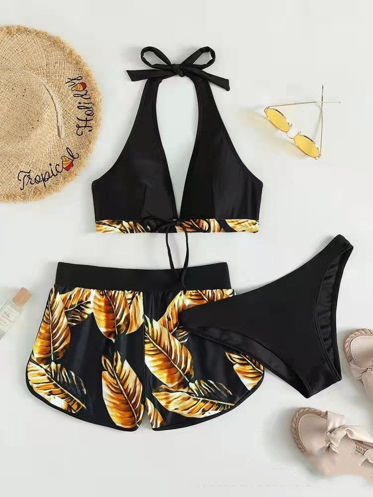 Set Bikini + pantaloncini con stampa(3 pezzi)